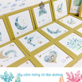 Tranh Handmade Đính Đá Trang Trí, Decor Phòng Bình Yên Xanh, Quà Tặng Ý Nghĩa, Kích thước 20x20cm