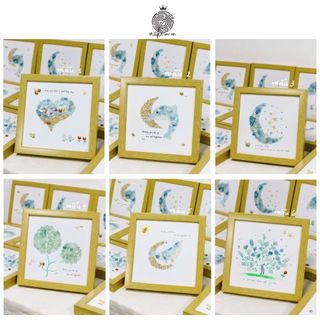 Tranh Handmade Đính Đá Trang Trí, Decor Phòng Bình Yên Xanh, Quà Tặng Ý Nghĩa, Kích thước 20x20cm