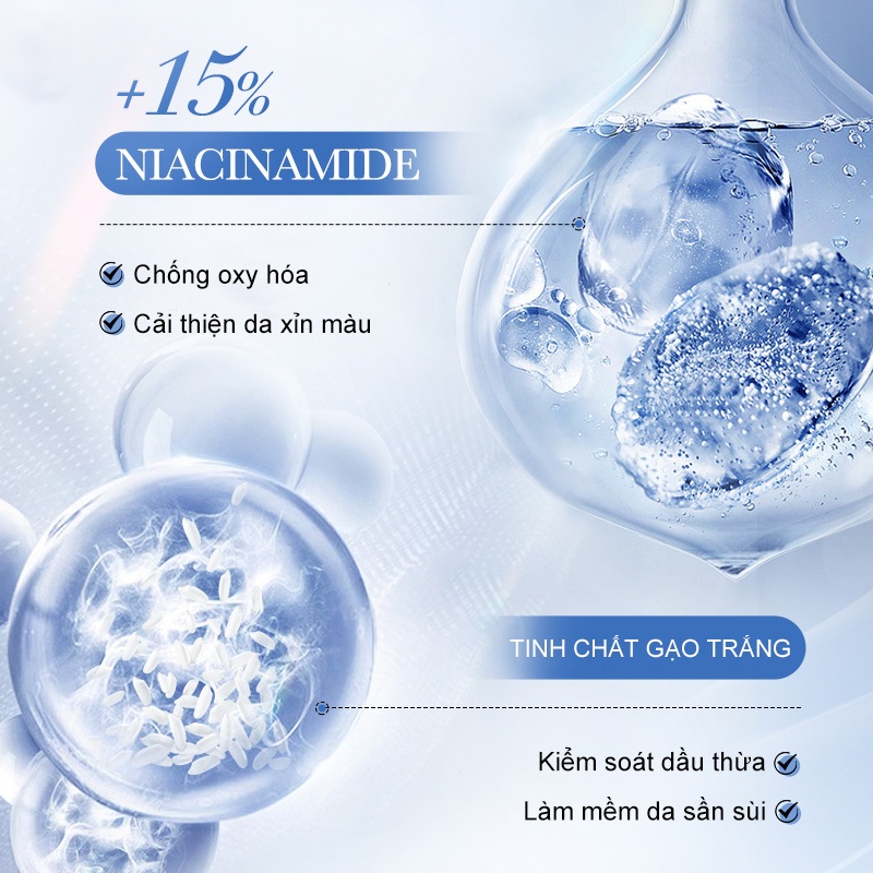 Sữa Rửa Mặt Tinh Chất Gạo & 15% Niacinamide 100ml - Làm Sạch Sâu, Kiềm Dầu Dịu Nhẹ - Cho Da Dầu Mụn & Mọi Loại Da