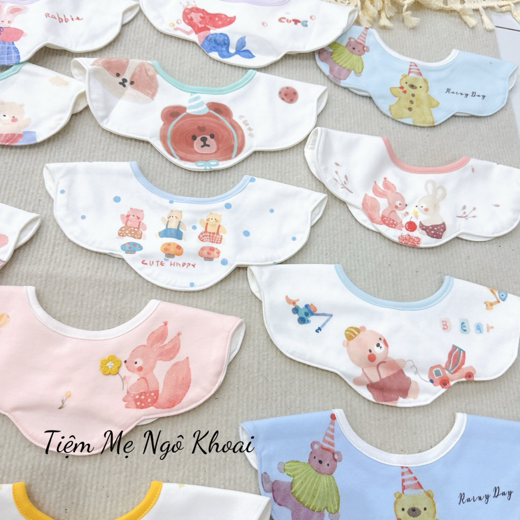 [MD90] Yếm cổ hoa chất liệu cotton mềm mại hoạ tiết xinh xắn đáng yêu cho bé
