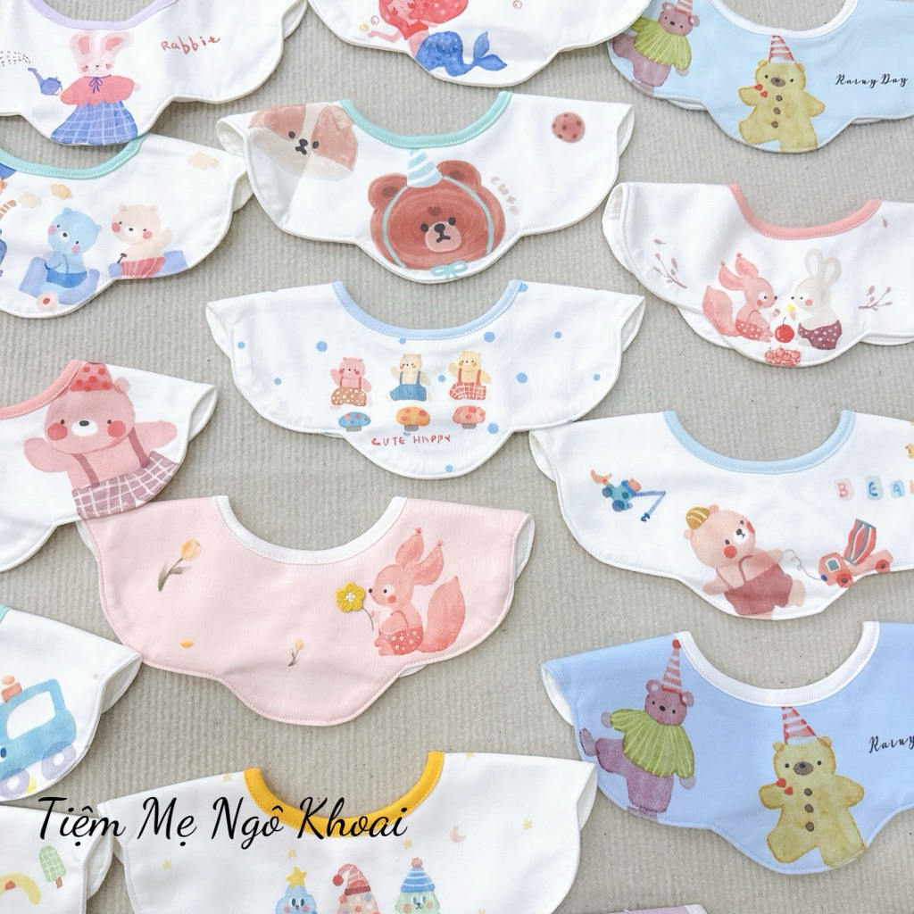 [MD90] Yếm cổ hoa chất liệu cotton mềm mại hoạ tiết xinh xắn đáng yêu cho bé