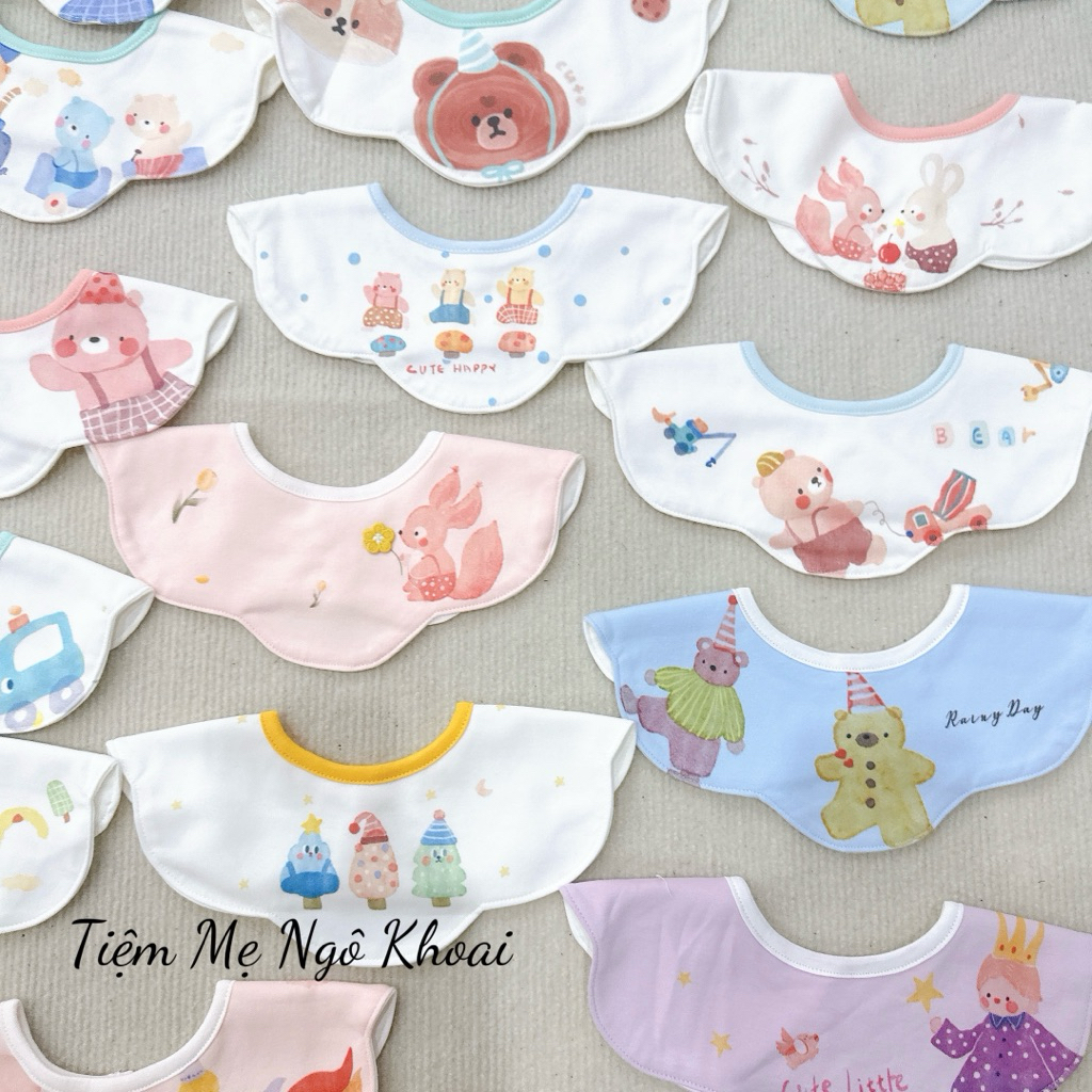 [MD90] Yếm cổ hoa chất liệu cotton mềm mại hoạ tiết xinh xắn đáng yêu cho bé