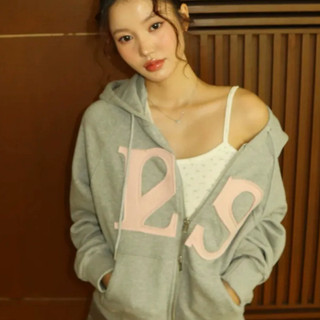 Hàn Quốc ILLIGO  Trang chủ T   Trang chủ LOGO Mũ trùm đầu kéo áo khoác nam nữ đồng phục tình nhân IVE Trương Viên Anh, N