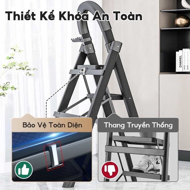 Thang Gấp Gọn Thang chữ A Thang Nhôm Gấp Gọn 3/4/5/6/7/8 Bậc Tải Trọng