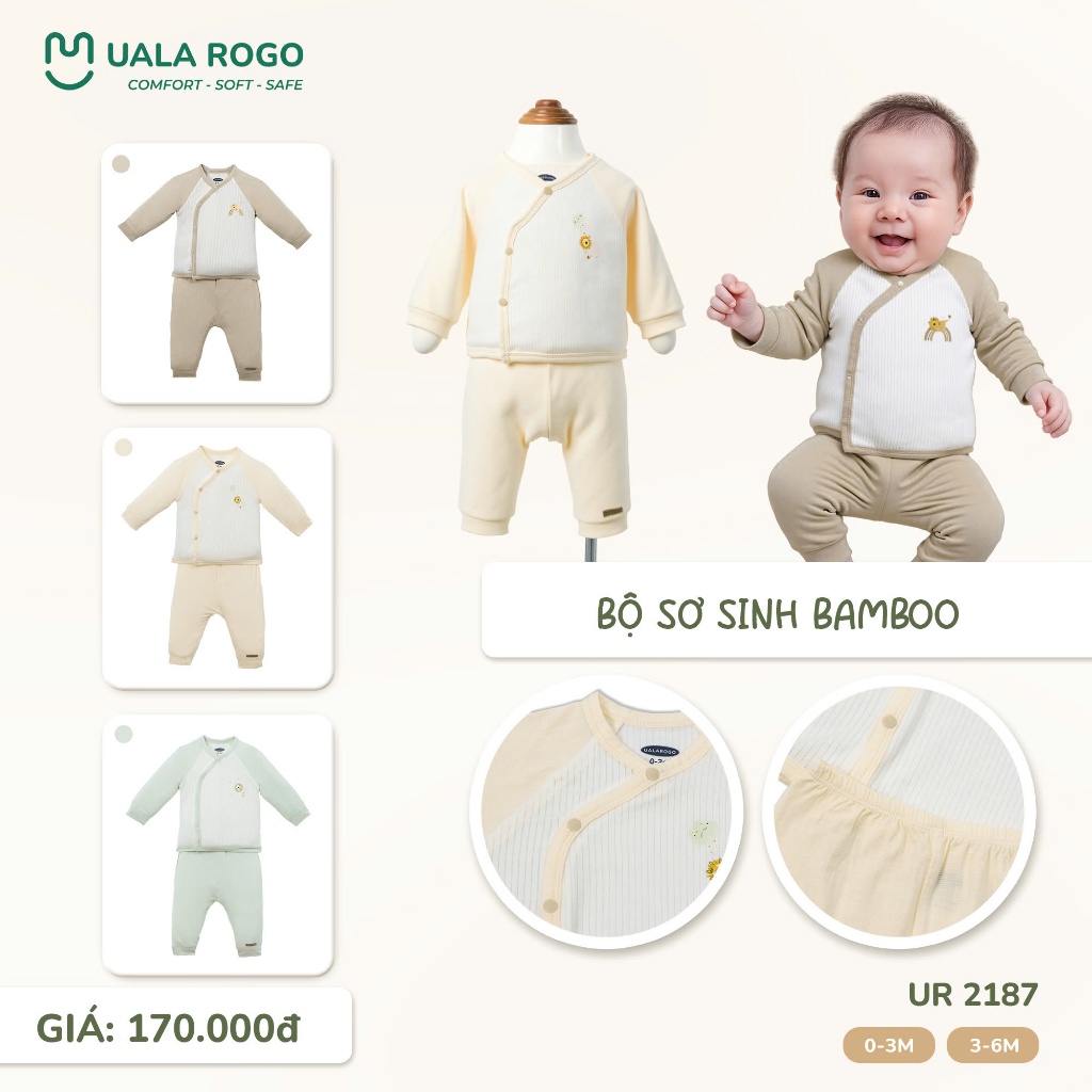 (3-9kg) Bộ Dài Tay Sơ Sinh Mỏng Uala UR2187 UR3716 UR2147 UR3717 UR3718 UR3878 UR501 UR495 UR083 UR525 UR046