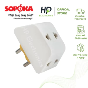 Phích cắm điện, ổ chia 1 ra 3 SOPOKA 10A - 220V , Ổ cắm nối chia 3 ngã