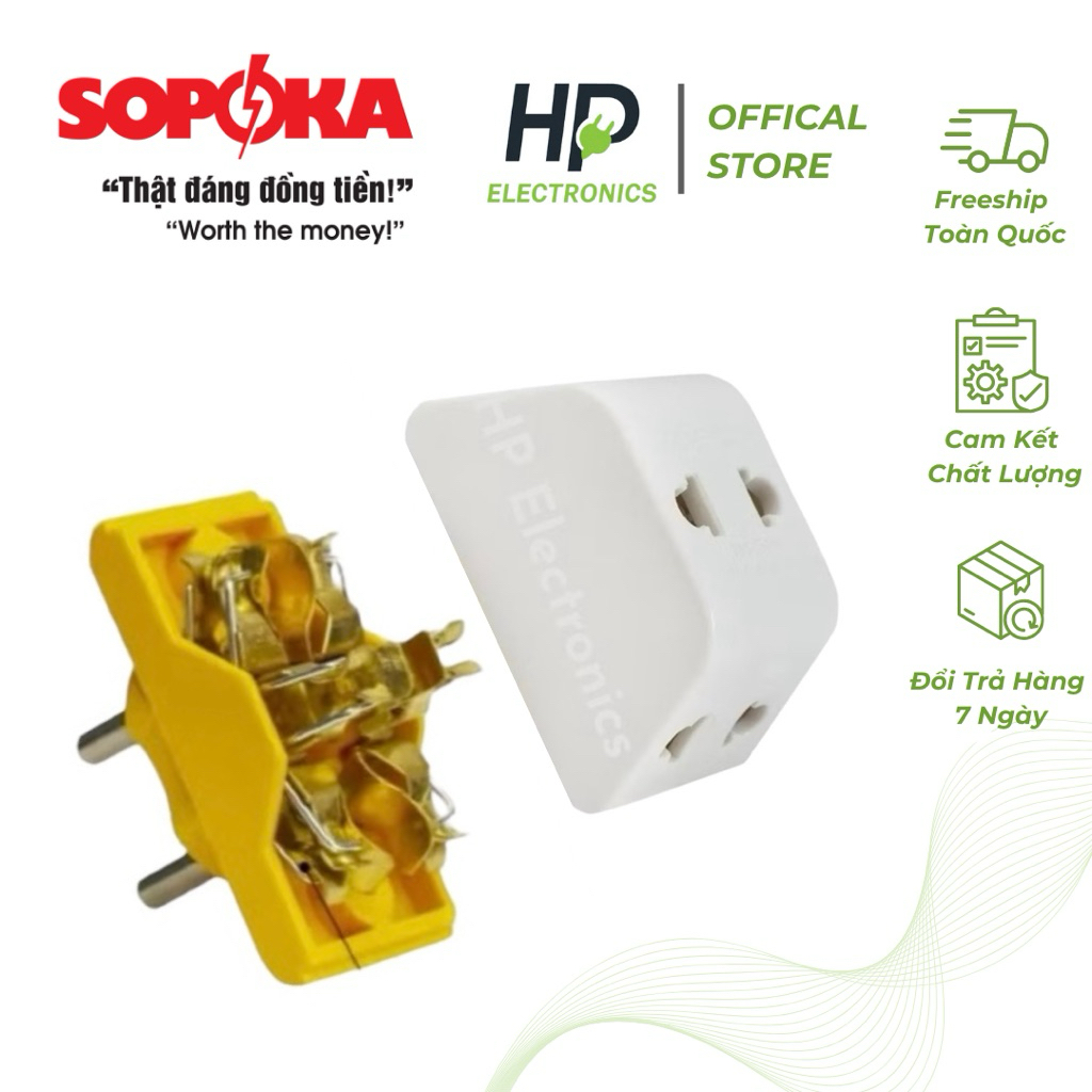[ Chính hãng ] Phích cắm điện, ổ chia 1 ra 3 SOPOKA 10A - 220V , Ổ cắm nối chia 3 ngã