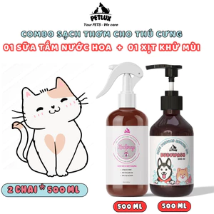 Combo Sạch Thơm: Xịt khử mùi và Sữa Tắm nước hoa Dành Cho Thú Cưng: Hương nước hoa lưu hương 72h