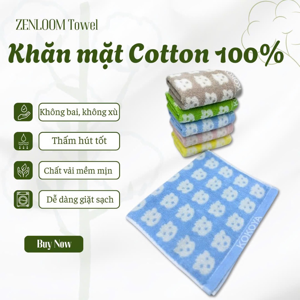 Khăn mặt TC 30x50cm dệt  hình gấu 100% Cotton mềm mịn , thấm hút nước, không phai màu , không xù