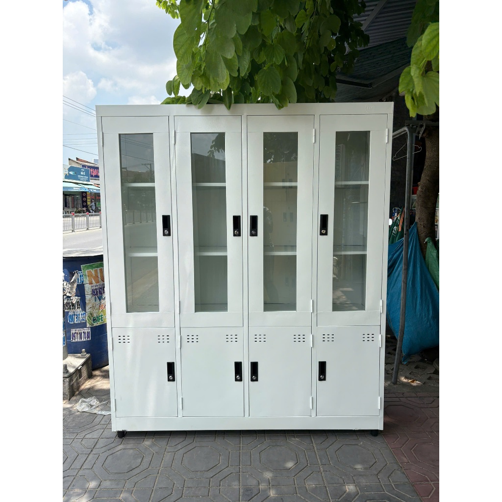 tủ hồ sơ sắt 4 cánh kính dùng cho văn phòng hiện nay