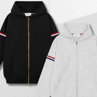 Áo Khoác Hoodie Thom Browne Zip Dây Đỏ Nón 2 lớp Chất Nỉ Dày Dặn Full Tag Mạc