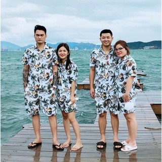 Áo đi biển nam nữ trẻ trung | Form rộng dễ mặc | Không nhăn, không bí mẫu sứ trắng