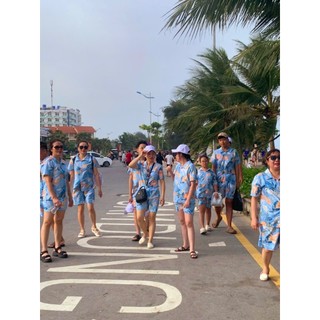 Áo di bien nu thoi trang he – chat lieu kate, khong nhan, không xù lông mẫu lá môn xanh