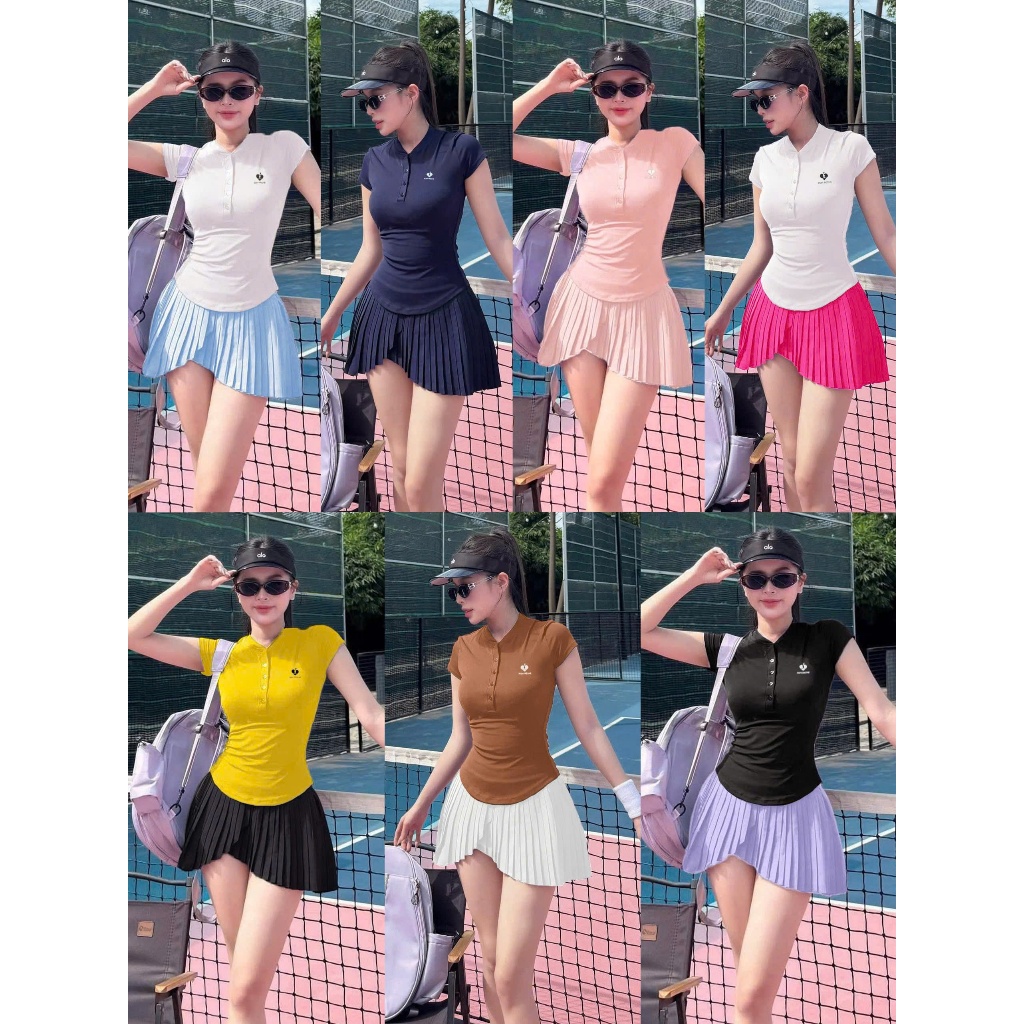 [PICKLEBALL] Bộ thể thao nữ, Áo váy Quảng Châu cao cấp chơi Pickleball Golf Tennis, cầu lông