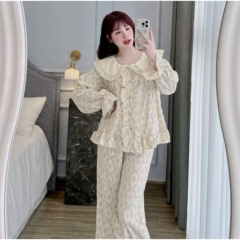 Bộ Ngủ Pijama Nữ , Bộ Ngủ Đũi Vân Mây