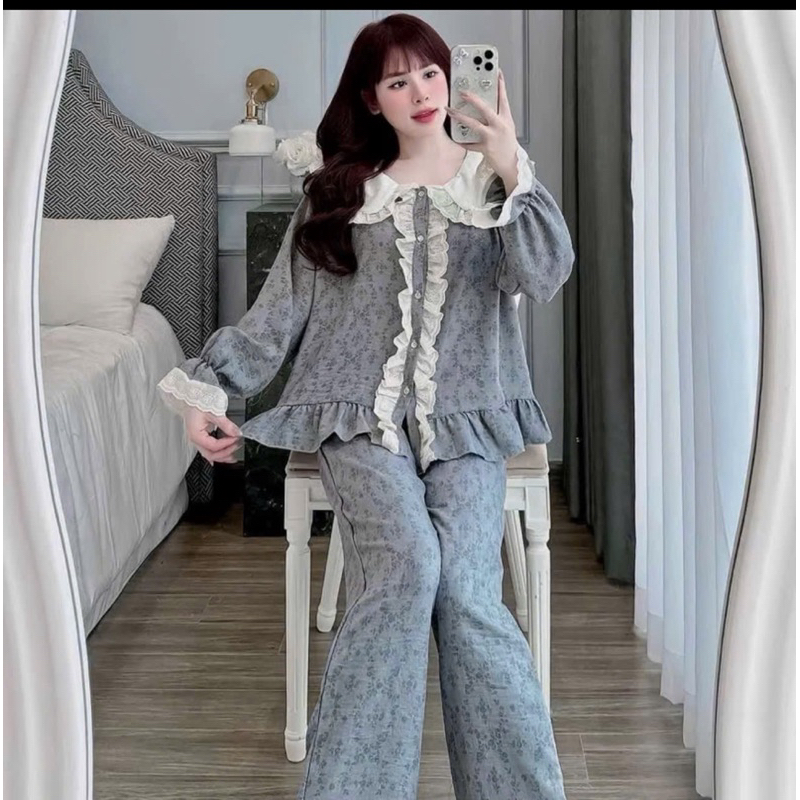 Bộ Ngủ Pijama Nữ , Bộ Ngủ Đũi Vân Mây