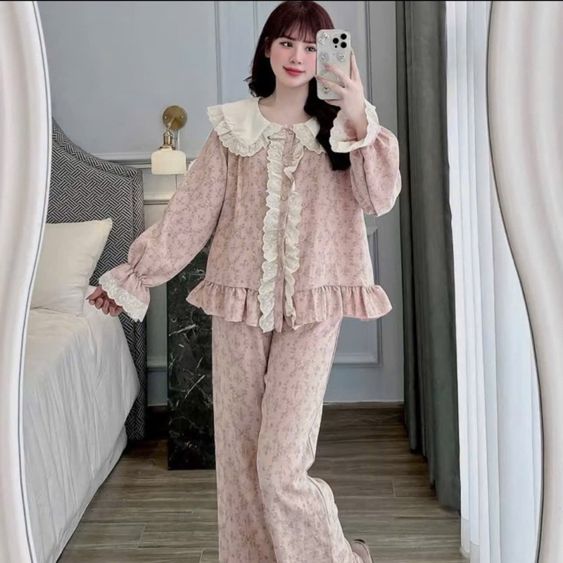 Bộ Ngủ Pijama Nữ , Bộ Ngủ Đũi Vân Mây