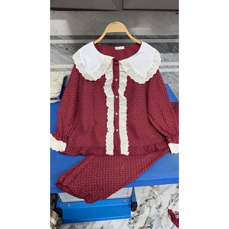 Bộ Ngủ Pijama Nữ , Bộ Ngủ Đũi Vân Mây