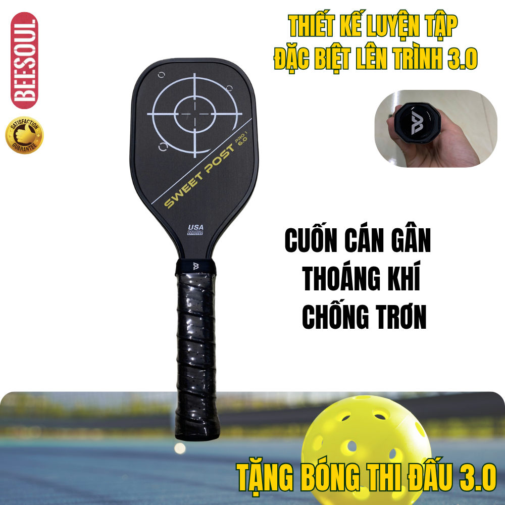 Vợt Pickleball Điểm Ngọt chính hãng Beesoul bề mặt T700 chuẩn độ nảy tăng khả năng tập luyện