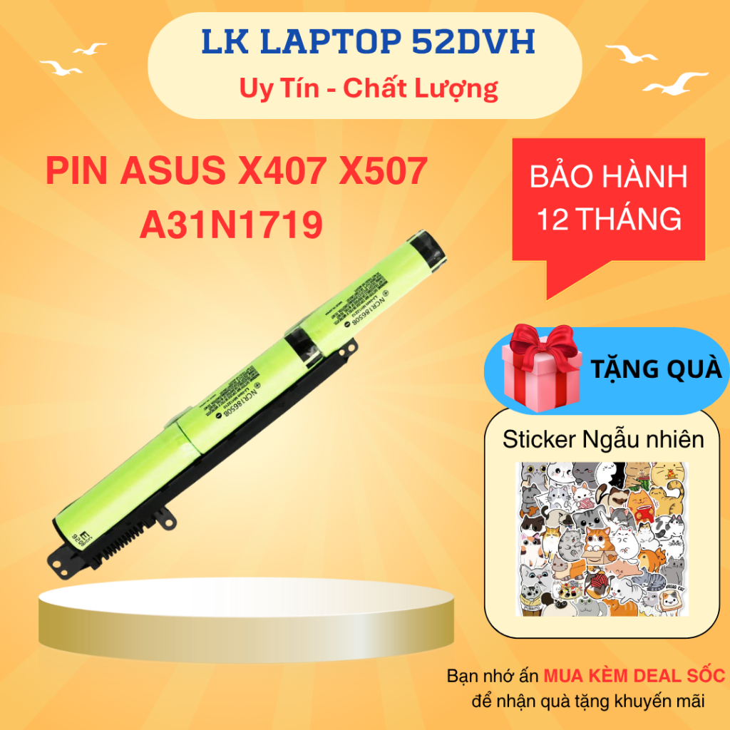 Pin Laptop ASUS A31N1719 R507UF X407UA X407UB X407UF X507MA A407U A31N1719 33Wh X407 X407M X407U X507 X507 X507M X507U