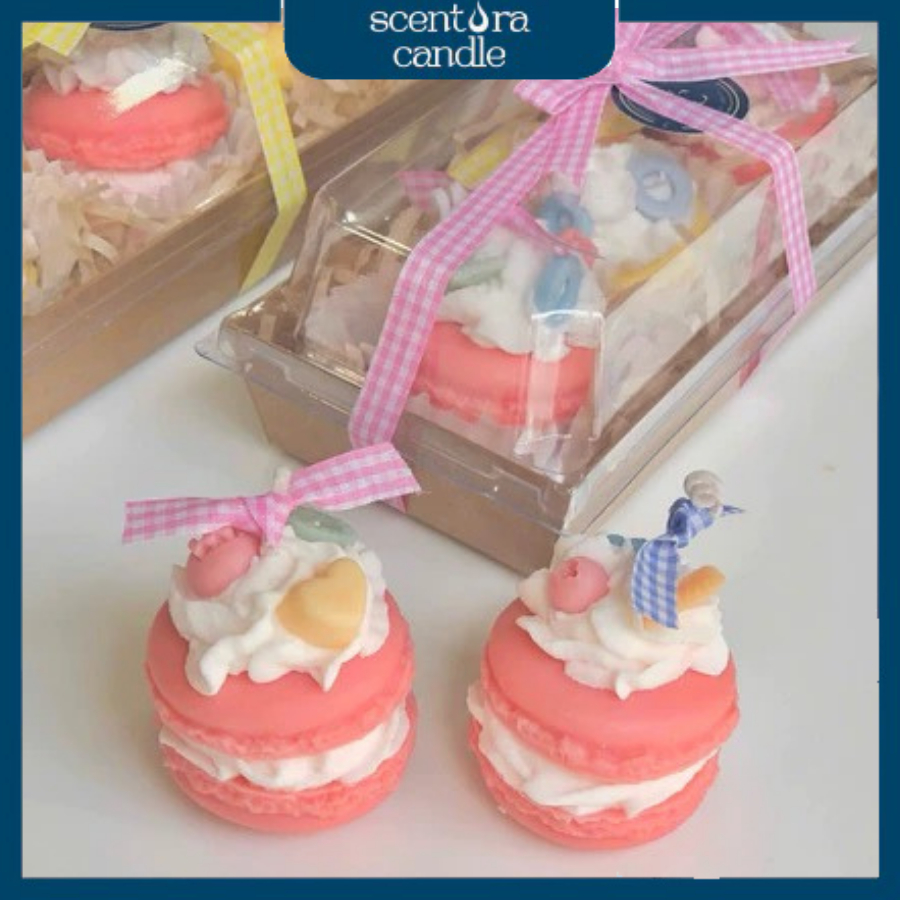 SET 3 Bánh Macaron Nến Thơm Scentora Candle 175gr, Thơm Phòng, Decor Trang Trí, Tặng Quà Sinh Nhật