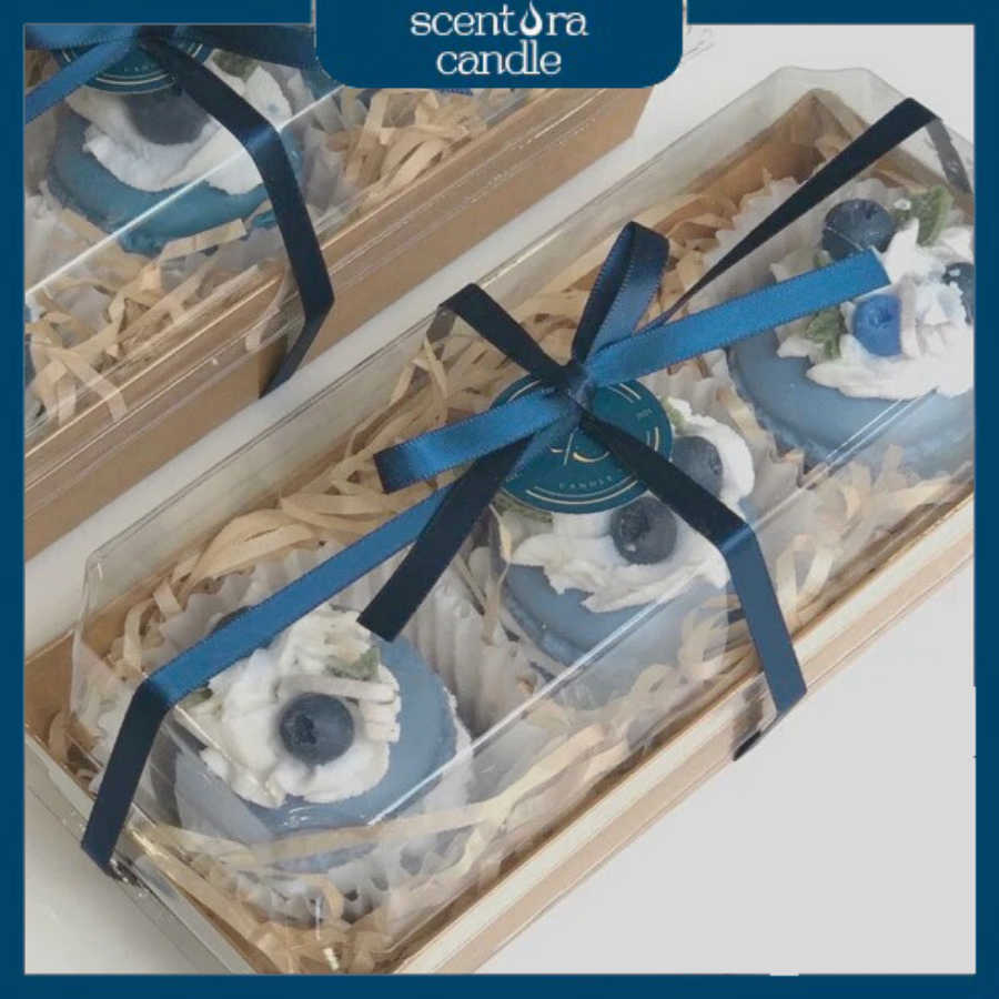 SET 3 Bánh Macaron Nến Thơm Scentora Candle 175gr, Thơm Phòng, Decor Trang Trí, Tặng Quà Sinh Nhật