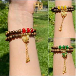 Vòng tay trầm hương mix charm đá cao cấp đeo tài lộc may mắn vòng tay nữ