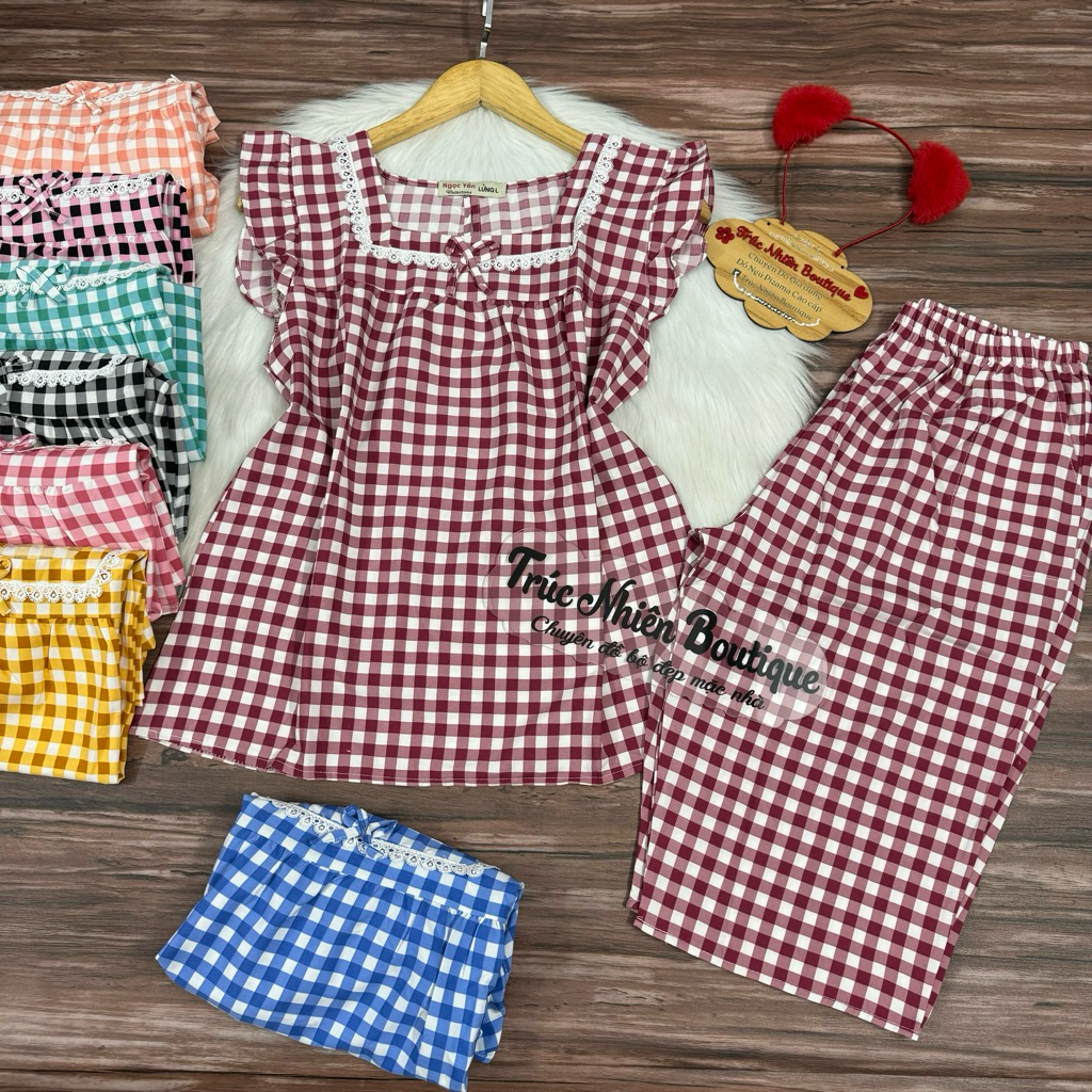 Bộ đồ ngủ tay cánh tiên hoạ tiết siêu dễ thương size 40-75kg quần có 2 túi - B54