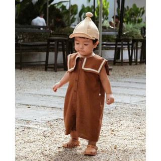 Jumpsuit Nâu Kèm Mũ Cho Bé