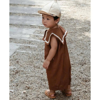 Jumpsuit Nâu Kèm Mũ Cho Bé