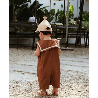 Jumpsuit Nâu Kèm Mũ Cho Bé