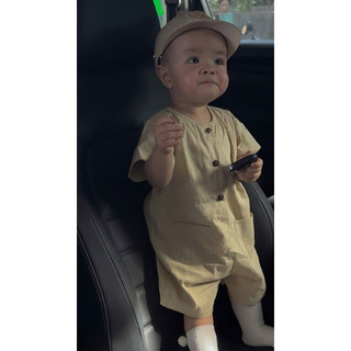 Jumpsuit Vàng Be Cổ Tròn Cho Bé Trai