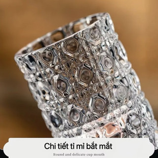 Bộ 6 ly thủy tinh 20ml vân pha lê nổi trang nhã cầm chắc tay thích hợp uống rượu và trưng bày