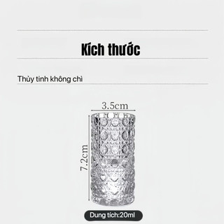 Bộ 6 ly thủy tinh 20ml vân pha lê nổi trang nhã cầm chắc tay thích hợp uống rượu và trưng bày