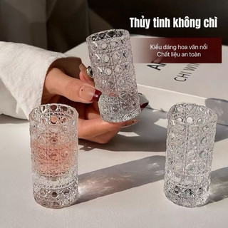 Bộ 6 ly thủy tinh 20ml vân pha lê nổi trang nhã cầm chắc tay thích hợp uống rượu và trưng bày