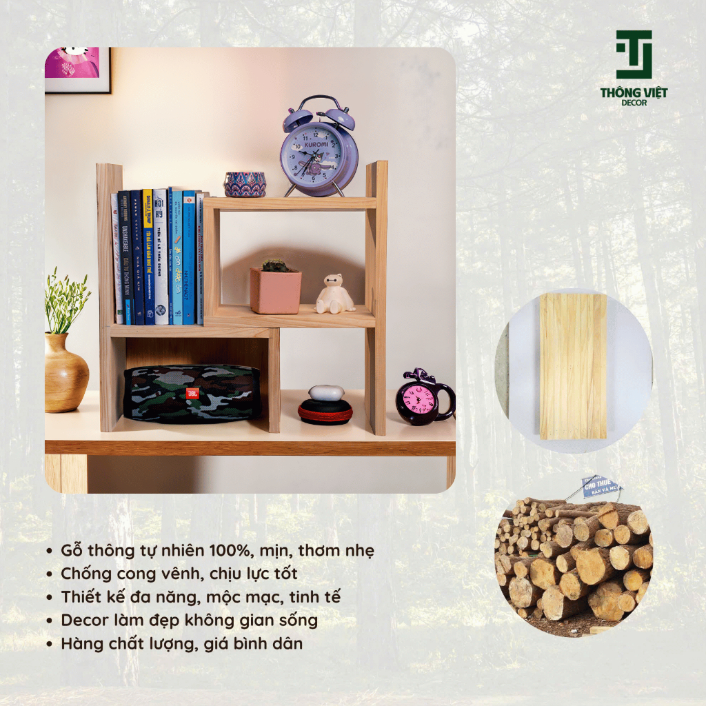 [TV-D015]Kệ Gỗ Để Sách Mini Đa Năng Chịu Lực Tốt Độ Bền Cao Decor Trang Trí Bàn Học Làm Việc Văn Phòng
