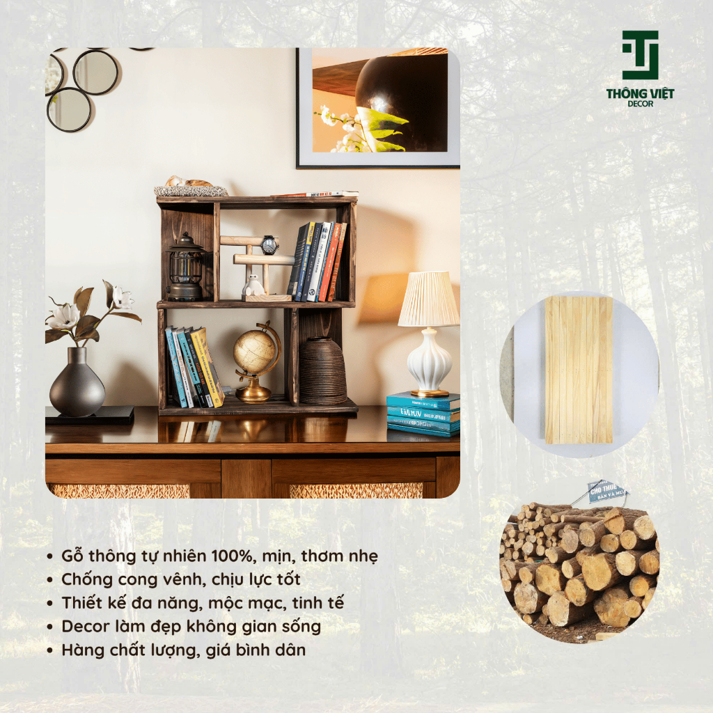 [TV-D004]Kệ Gỗ Trang Trí Kiêm Tủ Đầu Giường Hình Ziczac Để Sách Đồ Decor Phòng Ngủ Góc Làm Việc