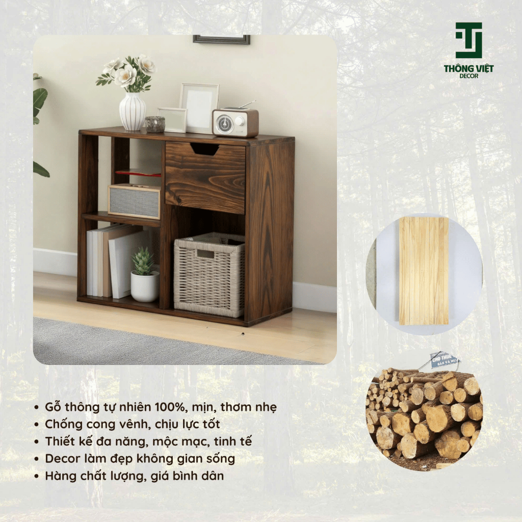 [TV-D002]Kệ Gỗ Trang Trí Đa Năng Phong Cách Nhật Bản, Giá Để Sách Tủ Đầu Giường Mini Decor Phòng Ngủ