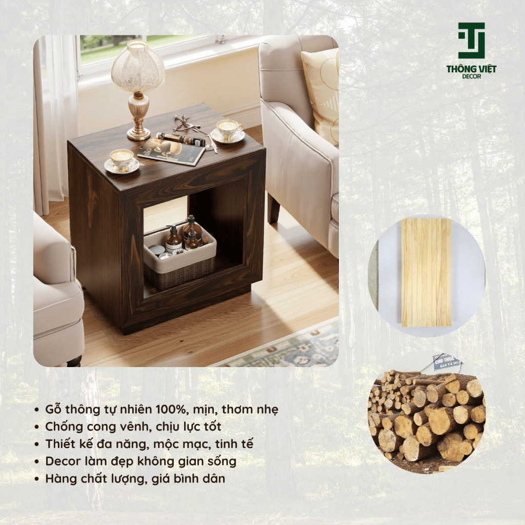 [TV-D003]Kệ Gỗ Decor Hình Vuông Đa Năng Trưng Bày Lọ Hoa Bàn Đầu Giường Trang Trí Phòng Ngủ Phòng Khách