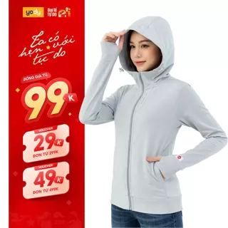 Áo chống nắng Nữ YODY vải cotton có mũ thoáng mát chống tia UV 3 ACN6008