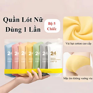 Combo 5 Quần Lót Dùng 1 Lần Tiện Lợi, Quần Chip Cotton Đáy May 2 Lớp Đóng Túi Riêng Biệt Kháng Khuẩn