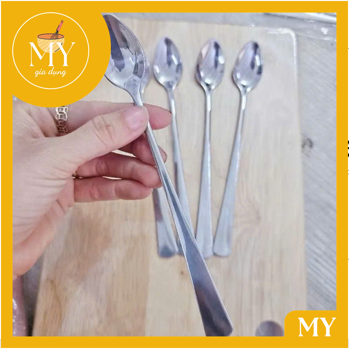 Combo 10 thìa muỗng cafe inox cán dài 18cm dùng để pha chế - Thìa muỗng đầu ngọn cán dài 18cm dùng pha chế nước, cafe.
