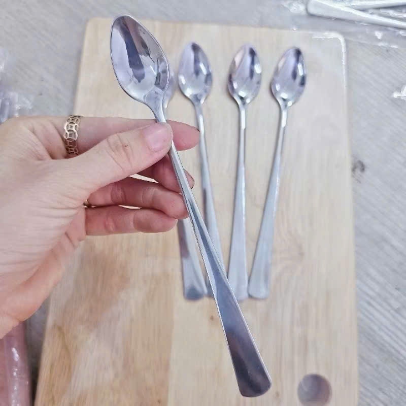 Combo 10 thìa muỗng cafe inox cán dài 18cm dùng để pha chế - Thìa muỗng đầu ngọn cán dài 18cm dùng pha chế nước, cafe.