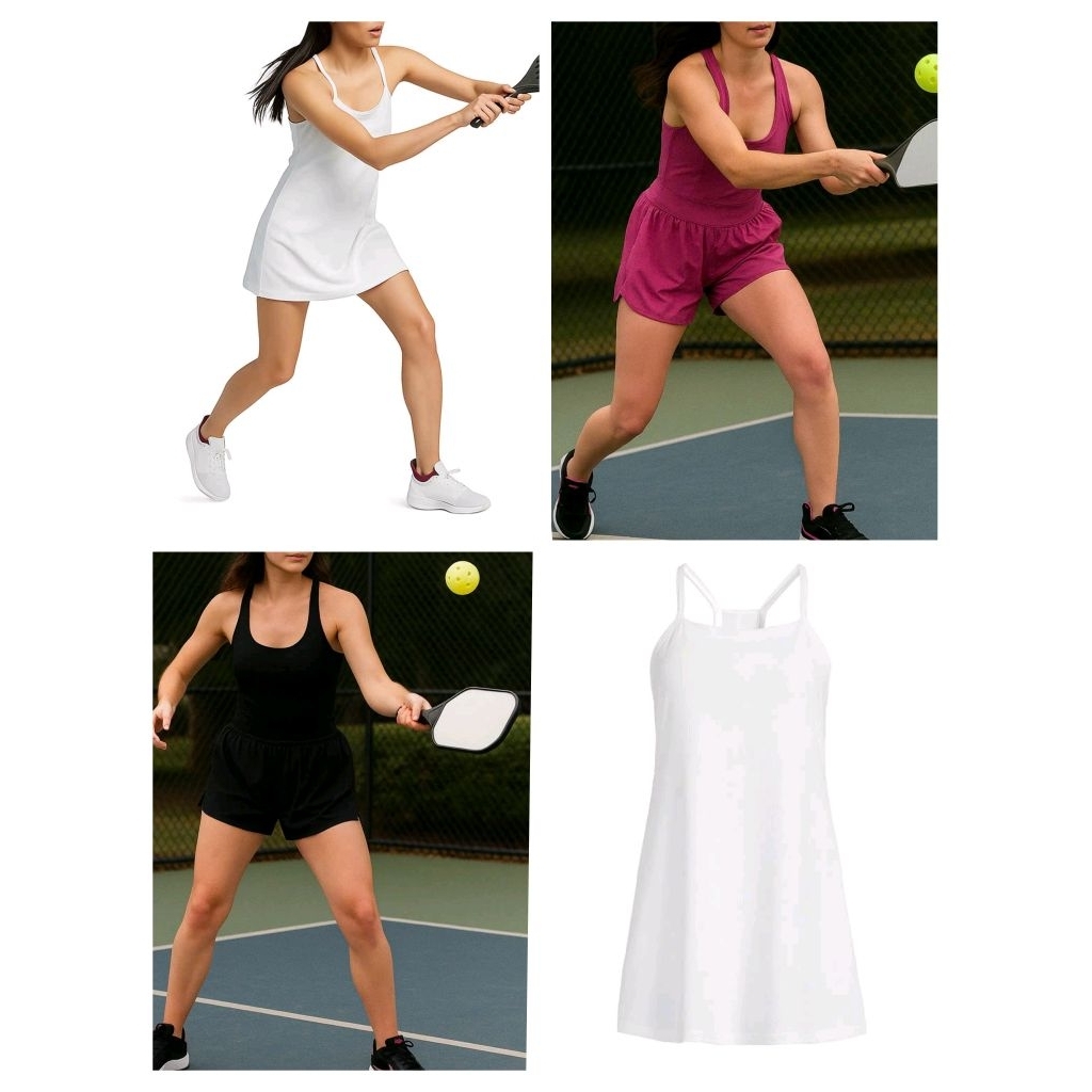 (BomoHouse) Jumpsuit, váy quần tập thể thao pickerball , tennis, yoga có đệm mút, có lót quần bigsize - dư xịn.