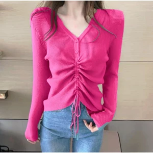 Áo cổ V dây rút điều chỉnh cổ áo A1556