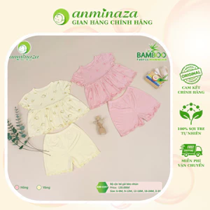 Bộ Cộc Tay Hoạ Tiết Bé Gái Vải Sợi Tre Cho Bé Từ 6-16kg AMI0397