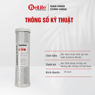 Lõi lọc nước số 3 than hoạt tính CTO khử mùi Clo, bảo vệ màng RO, nước trong mát