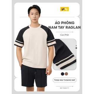 Áo phông tay raglan can phối YODY cotton thoáng khí thấm hút tốt MCTS25S171