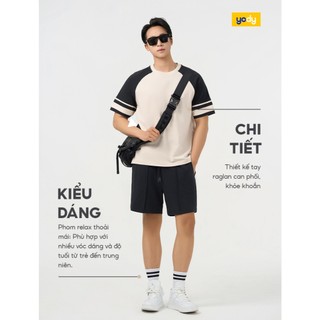 Áo phông tay raglan can phối YODY cotton thoáng khí thấm hút tốt MCTS25S171
