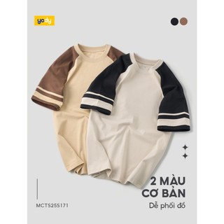 Áo phông tay raglan can phối YODY cotton thoáng khí thấm hút tốt MCTS25S171